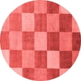 thumbnail image 1 of Ahgly Company Indoor Round Checkered Red Modern Area Rugs, 4' Round, 1 of 4