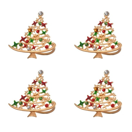 

Ruanlalo Napkin Buttons 4Pcs Napkin Buttons Reusable Exquisite Durable Anti-deformed Christmas Tree Shape Dining Table Serviette Buckles for Restaurant
