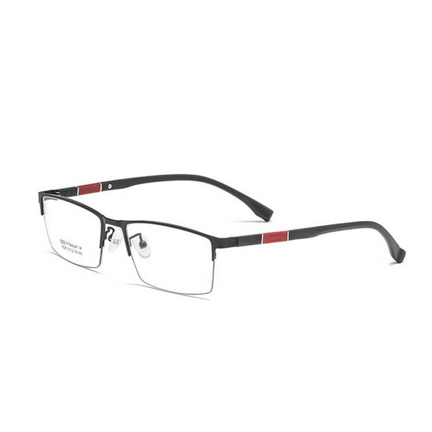 Guardurnaity Gafas de medio marco de metal unisex Lentes de plástico Gafas miopes de cara grande para computadora de negocios Daily Black Type2 NO2