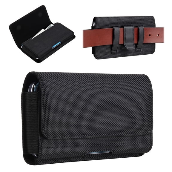 Universal Phone Pouch Case Nylon Card Slot Cell Phone Belt Holder for iPhone 13/14/15/16/17 Pro Max 14/15 Plus Samsung S23/S24/S25 Edge for Men,L(6.6‘’x3.4''x0.86'')