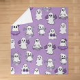 thumbnail image 3 of Kawaii Hippie Ghost Throw Blanket Throw 50x60 Happy Halloween Watercolor Purple Pumpkin Flannel Blanket for Kids Boys Girls Teens Cute Cartoon Flowers Plants Fleece Blanket for Bedroom, 3 of 6