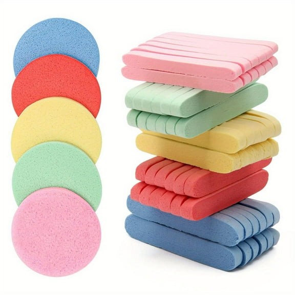 120 Pcs Bath Sponge Cleansing Sponge Round Facial Cleansing Sponge Compressed Exfoliating Sponge Suitable for Cleansing Bathing  Scrubbing