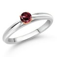 thumbnail image 2 of Gem Stone King 925 Silver and 10K Rose Gold Red Rhodolite Garnet Solitaire Engagement Ring for Women (0.22 Cttw, Gemstone January Birthstone, Round 3.5MM, Size 5), 2 of 4