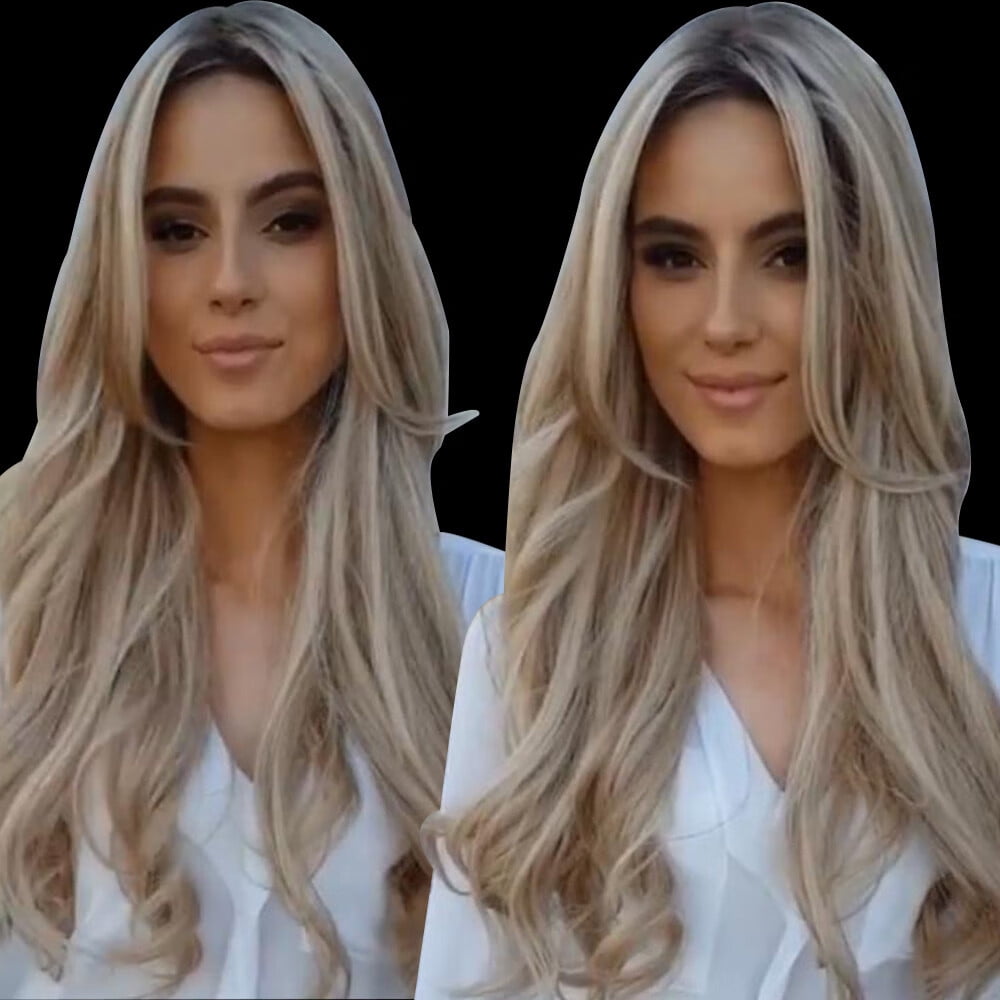 DOPI Human Hair Wigs For Women Black Color Natural Lace Hair Fashion Womens Curly Hair Full Wig Synthetic Natural Long Wavy Blonde Wig