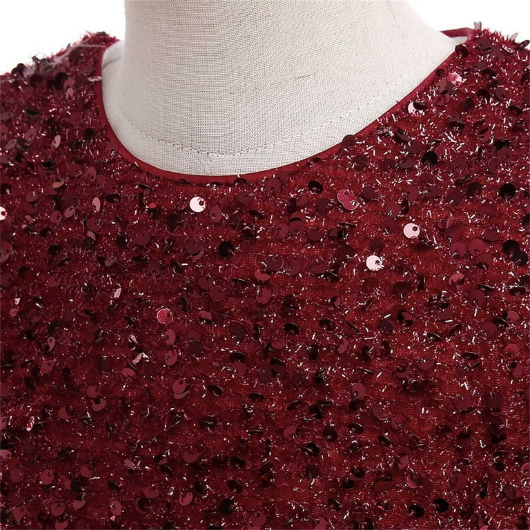strapless open back dress Angel & Rocket Girls Sequin Mesh Red Dresses