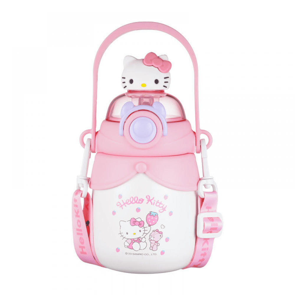 YOSENING 600ml Hello Kitty Cartoon Cat Thermos Cup - Vacuum Insulated Water Bottle with Straw QQH624-574