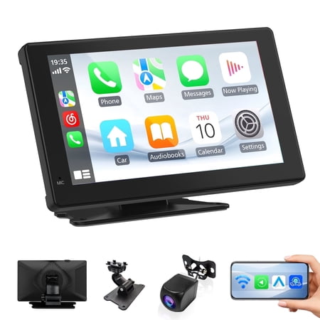 7 Inch Portable Wireless CarPlay & Android Auto Touchscreen Double Din Car Stereo for All Vehicles,Car Stereo with Backup Camera