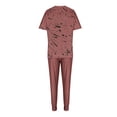 thumbnail image 4 of safuny Women's 2 Piece Sets Tracksuit Pajama Lounge Jogger Sets Dipdye Pullover Sweatpants Summer Outfits Short Sleeve Casual Sports Running Sweatsuit Trendy Clearance Coffee, 4 of 5