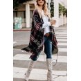 thumbnail image 4 of Bestshe Poncho bohemio con frente abierto para mujer, tejido a cuadros, chal, capa, borla, cárdigan, 4 of 5