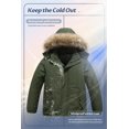 thumbnail image 5 of Chrisuno Boys Lightweight Hooded Down Alternative Jacket Warm Snow Jacket Winter Outdoor Coat With Hood Army Green 6-7, 5 of 5