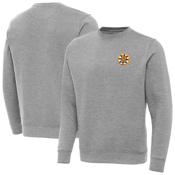 Men's Antigua Heather Gray Boston Bruins Victory Pullover Sweatshirt
