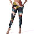 thumbnail image 3 of Abstract Color Block Yoga Pants With Pockets Leaf Print Leggings Sexy Push Up Sweet Yoga Sports Tights Elastic Running Leggins, 3 of 5