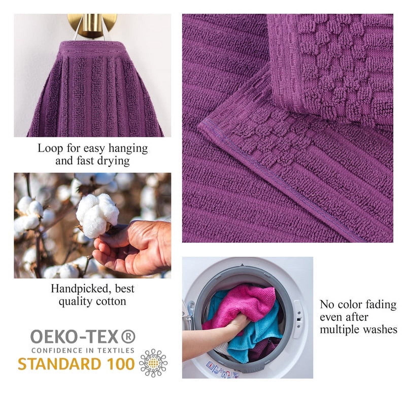 Superior Soho Ribbed Cotton 8-Piece Assorted Towel Set, Plum