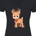 thumbnail image 4 of Inktastic Cute Christmas Reindeer with Christmas Lights Women's V-Neck T-Shirt, 4 of 5