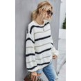 thumbnail image 4 of Chandails pour Femmes Décontractés à Manches Longues Col Rond Rayé Pull d'Hiver en Tricot, 4 of 7