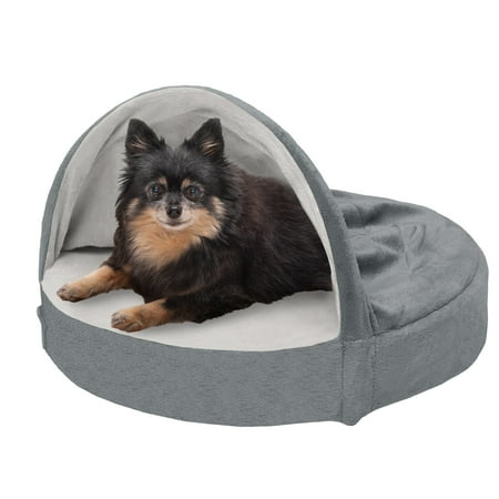 FurHaven Microvelvet Snuggery Memory Top Foam Dog Bed - 18', Gray