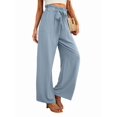 thumbnail image 3 of Women'S Wide Leg Pants with Pockets High Waist Adjustable Knot Loose Casual Trousers Business Work Pants Light Blue M, 3 of 6