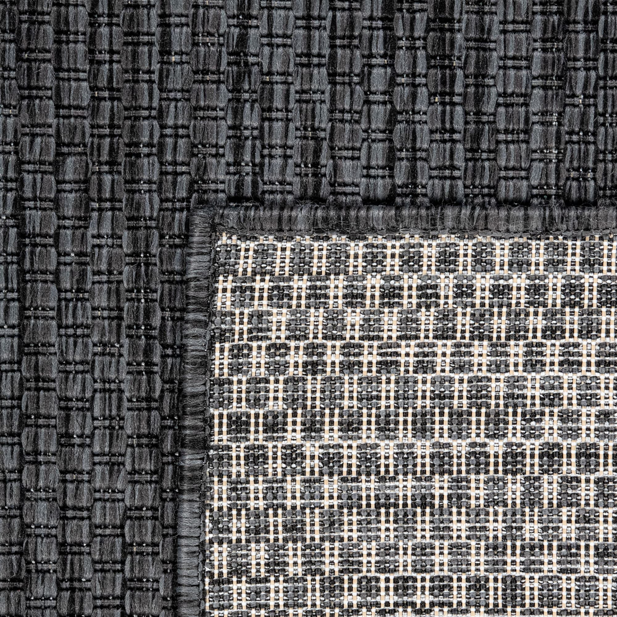 Solid Outdoor Rug for Patio or Balcony in Mottled Anthracite