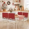 thumbnail image 2 of Christmas Cute Snowman Chair Covers Set of 4 Snowflakes Winter Red Texture Chair Back Covers Stretch Removable Washable Slipcovers Protector for Dining Room Kitchen Party Decor, 2 of 5