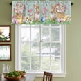 thumbnail image 5 of 2 Panels Happy Easter Valance for Windows, Spring Easter Eggs Bunny Floral Teal Wood Light Filtering Kitchen Curtains, Rod Pocket Window Treatment Curtain Valances for Living Room Bedroom, 60"x18", 5 of 9