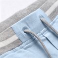 thumbnail image 4 of WRFWUL Men's Contrast Striped Pockets Cotton Linen Shorts Drawstring Waist Leather Patch Bermuda Shorts Summer Casual Beach Outfits, 4 of 5