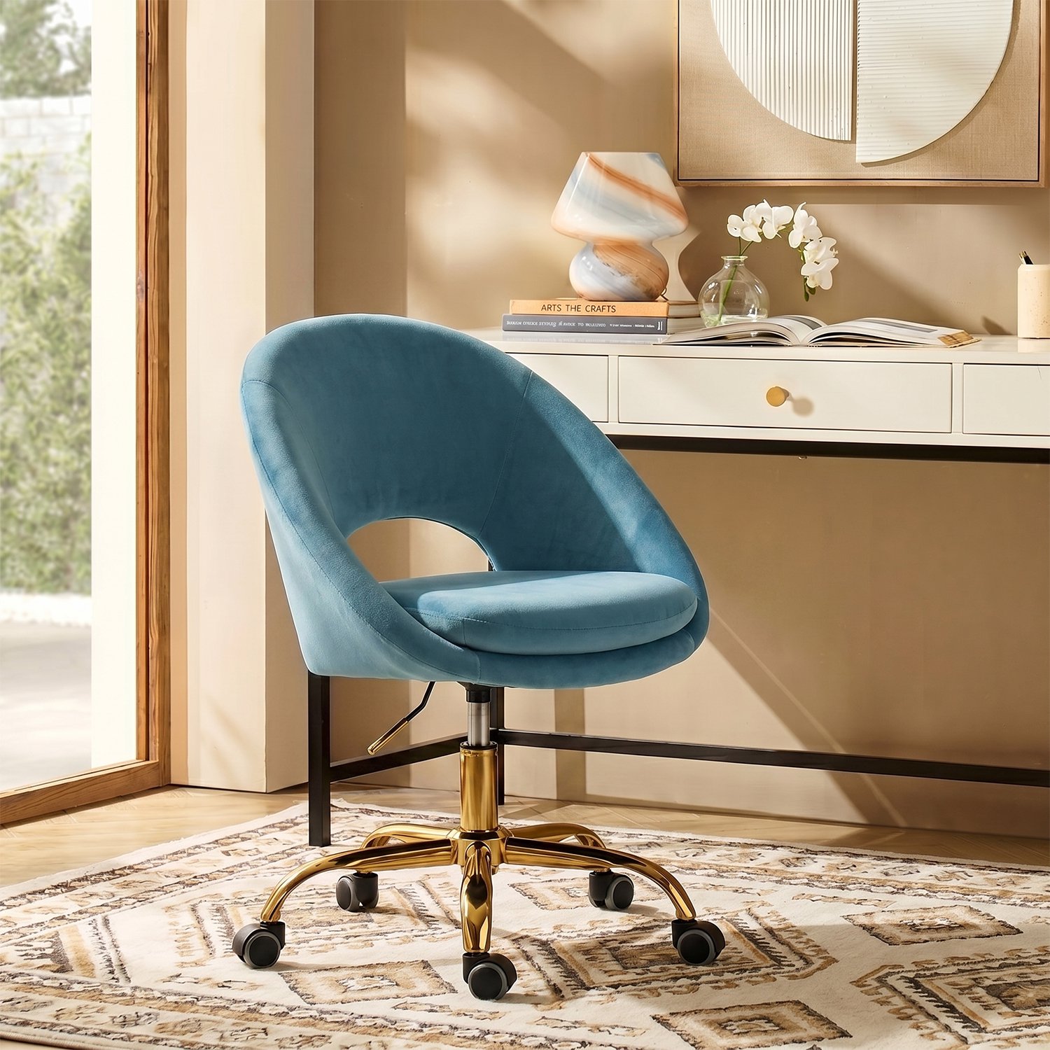 luxury velvet swivel office chair product
