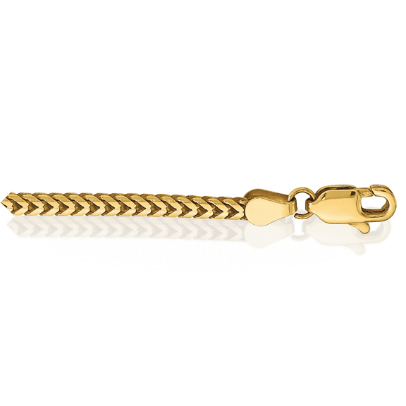10K Solid Yellow Gold 2mm Franco Link Chain Bracelet