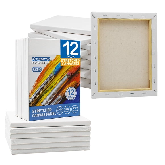 Lienzo FIXSMITH 20 x 25 cm, paquete de 12, algodón imprimado, 1,6 cm