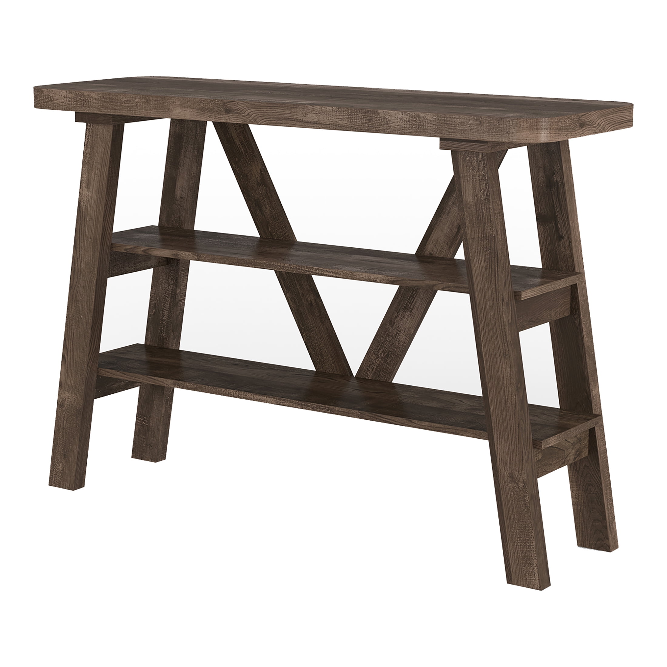 Furniture of America Birch 2-Shelf Console Table, Reclaimed Oak