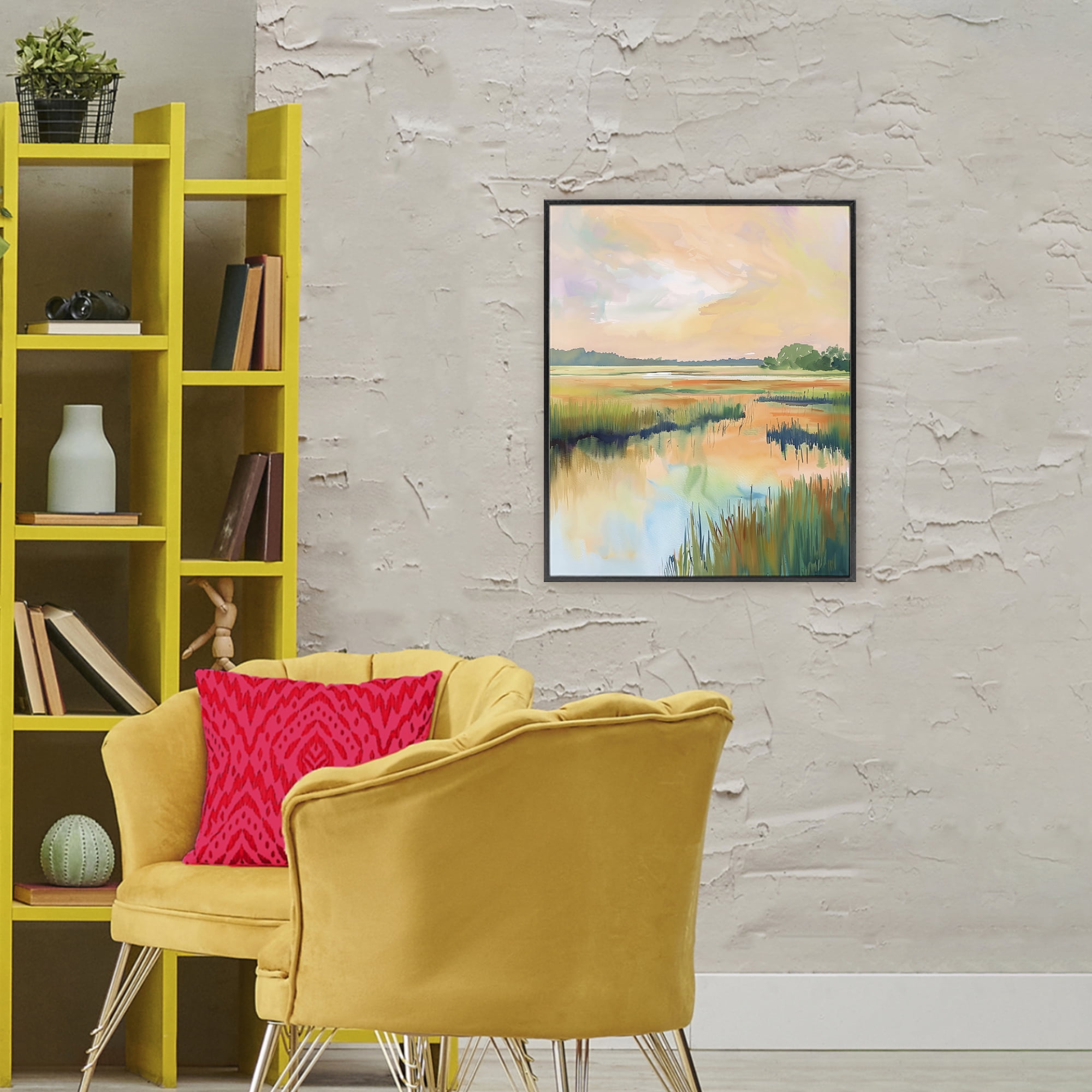 Stupell Industries Marsh Sunset over Tranquil Stream Black Framed Giclee Art, design by LSR Design Studio