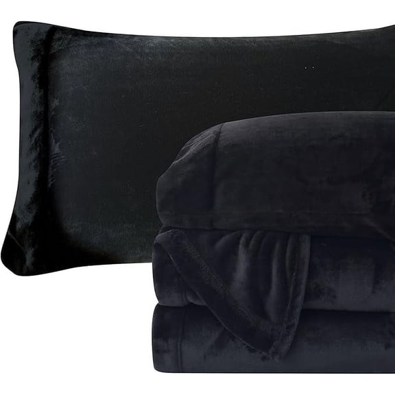 Elegant Comfort 4-Piece King Sheet Set, Deep Pocket Warm Velvet Plush Fleece Bed Sheets, Black