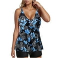 thumbnail image 2 of Trajes de baño tankini para mujer Trajes de baño de dos piezas con espalda de tiras y estampado conservador para mujer Traje de baño de dos piezas para mujer, 2 of 5