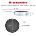 thumbnail image 3 of KitchenAid 3-Ply Base 10.25 Inch Stainless Steel Nonstick Induction Stovetop Grill Pan, Dishwasher Safe and Oven Safe to 500°F, Brushed Stainless Steel, 3 of 9