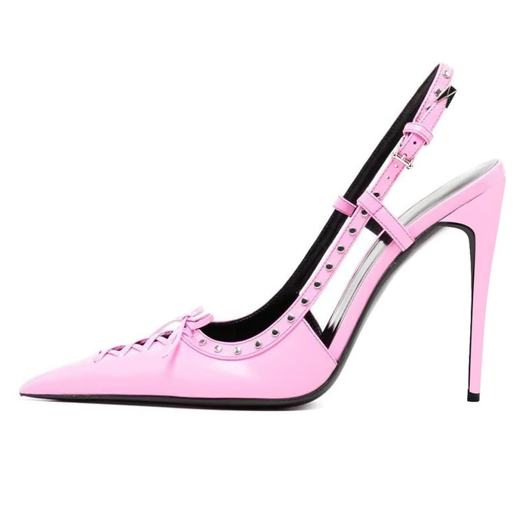 YDN Women Pointy Toe Cutout Slingback strap Buckle Pumps Bows