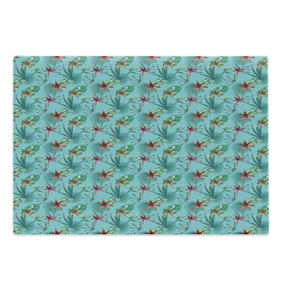 Bird of Paradise Cutting Board, Exotic Blossoms with Jungle Tropical Accents Vivid Flourish, Decorative Tempered Glass Cutting and Serving Board, in 3 Sizes, by Ambesonne