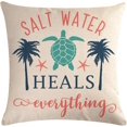 thumbnail image 4 of 4Pack Beach Theme Pillow Covers Watercolor Costal Sea Turtle Cushion Covers Nautical & Ocean Style Quotes Summer Holiday Home Decorative Pillowcases 18" x 18" for Sofa Couch Porch, 4 of 6