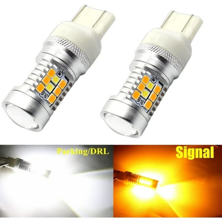 

Alla Lighting 2pcs Super Bright White Yellow 7443 LED Switchback Light Bulbs Front Turn Signal Light Replacement for 2014-2017 Silverado 1500 2500 3500 HD