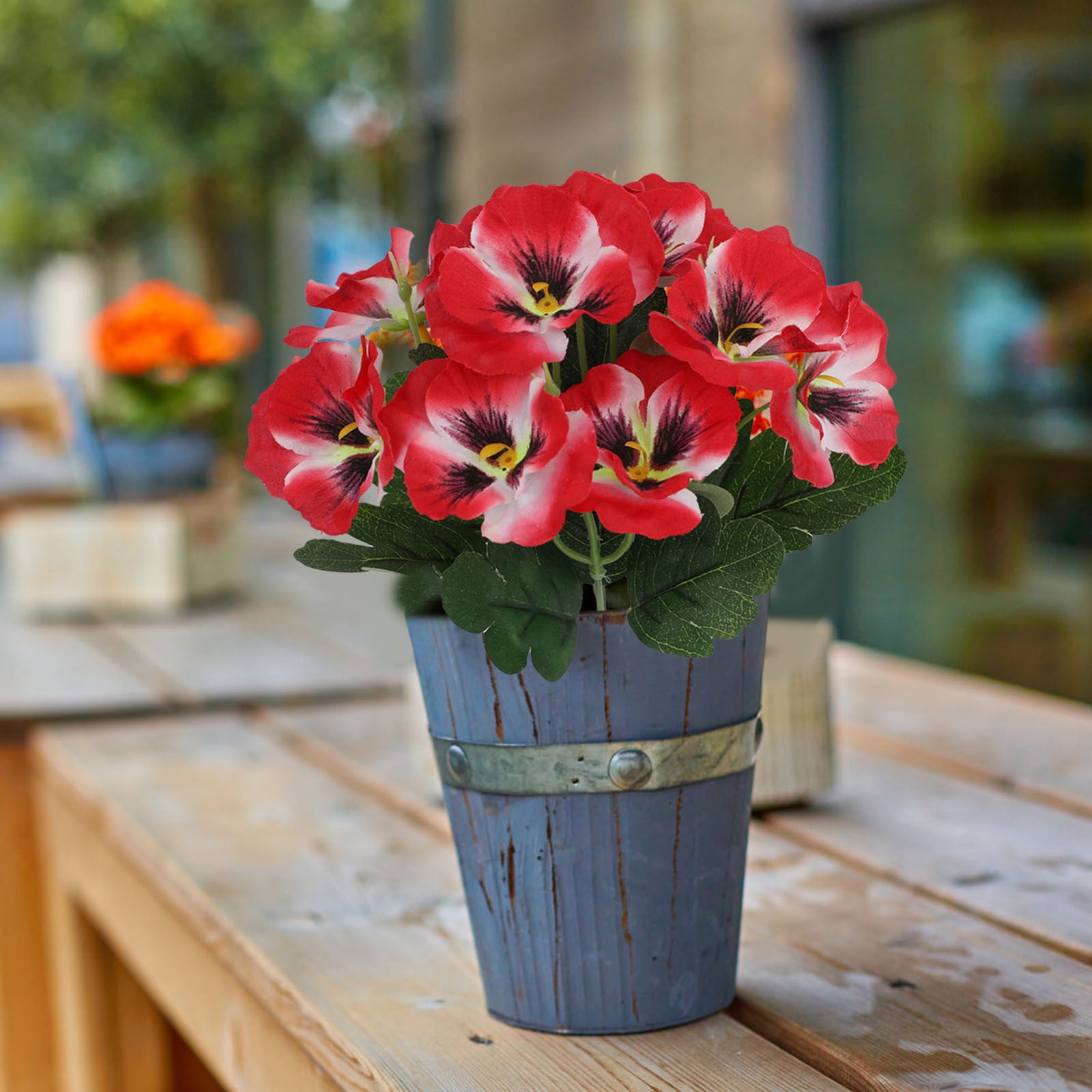6 Bundles Outdoor Artificial Flowers, UV-Resistant Artificial Pansies, Outdoor Silk Flowers for Garden, Planter, Patio, Porch, and Indoor Home Decor