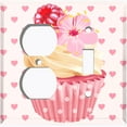 thumbnail image 4 of Metal Light Switch Plate Cover Floral Raspberry Cupcake Pink Heart Wallpaper CAK030, 4 of 13