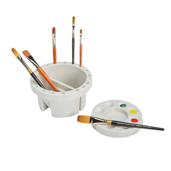 KINGART Studio Multipurpose Round Brush Tub with Built In 9-Well Palette