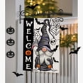 thumbnail image 5 of Welcome Halloween Gnome Decorative Garden Flag, Spooky Jack O Lantern Pumpkin Skull Spider Web Bat Yard Outside Decorations, Funny Holiday Burlap Outdoor Small Home Decor Double Sided 12.5x18, 5 of 6