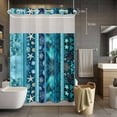 thumbnail image 2 of Teal Blue Starfish Coastal No Hook Shower Curtain with Snap in Liner, Waterproof Fabric Shower Curtains, Nautical Coral Shell Ocean Summer Shower Curtain Set Top See Through for Bathroom 60"x72", 2 of 8