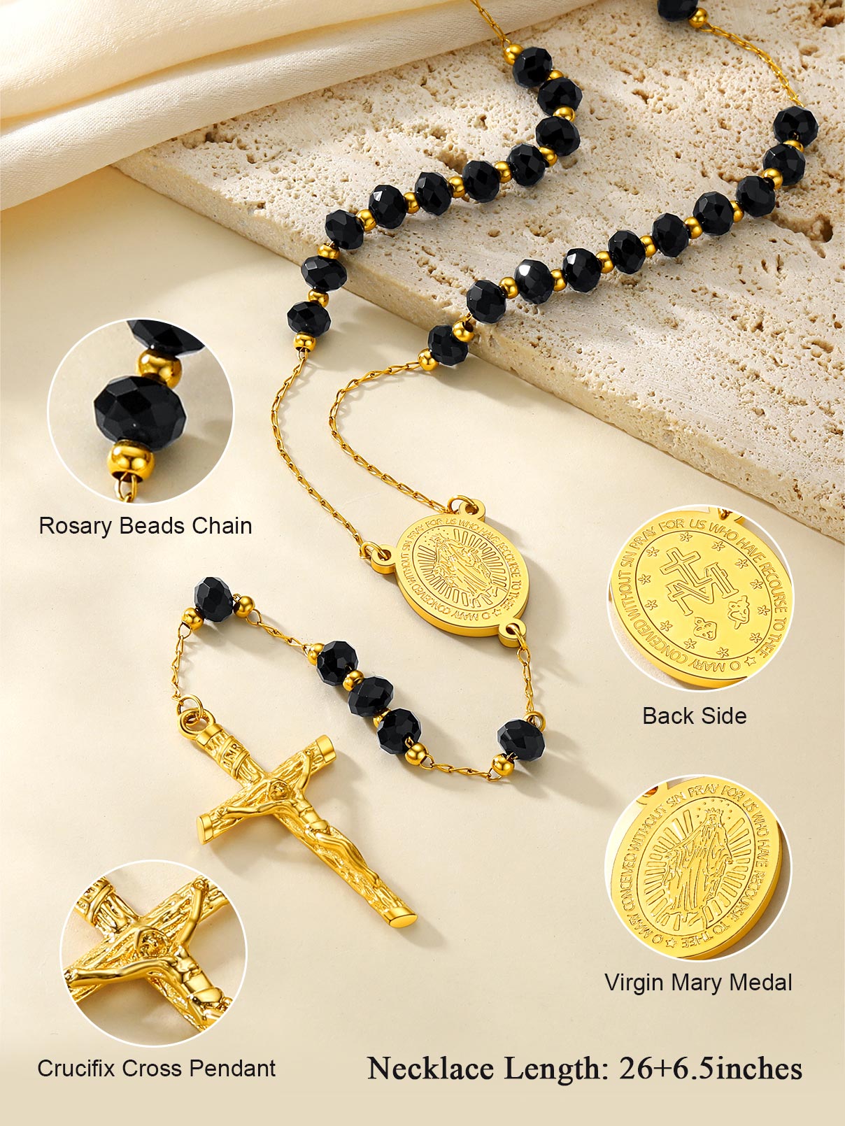 Stainless Steel Holy Mother Mary Cross Chain Prayer Bracelet – Unisex With Gift Bag
