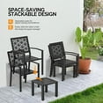 thumbnail image 3 of Ktaxon 3Pcs Outdoor Bistro set, Stackable Patio Metal Steel Dining Set with Rust-Resistant Coating Weather Resistant for Patio Garden Balcony - Black, 3 of 8
