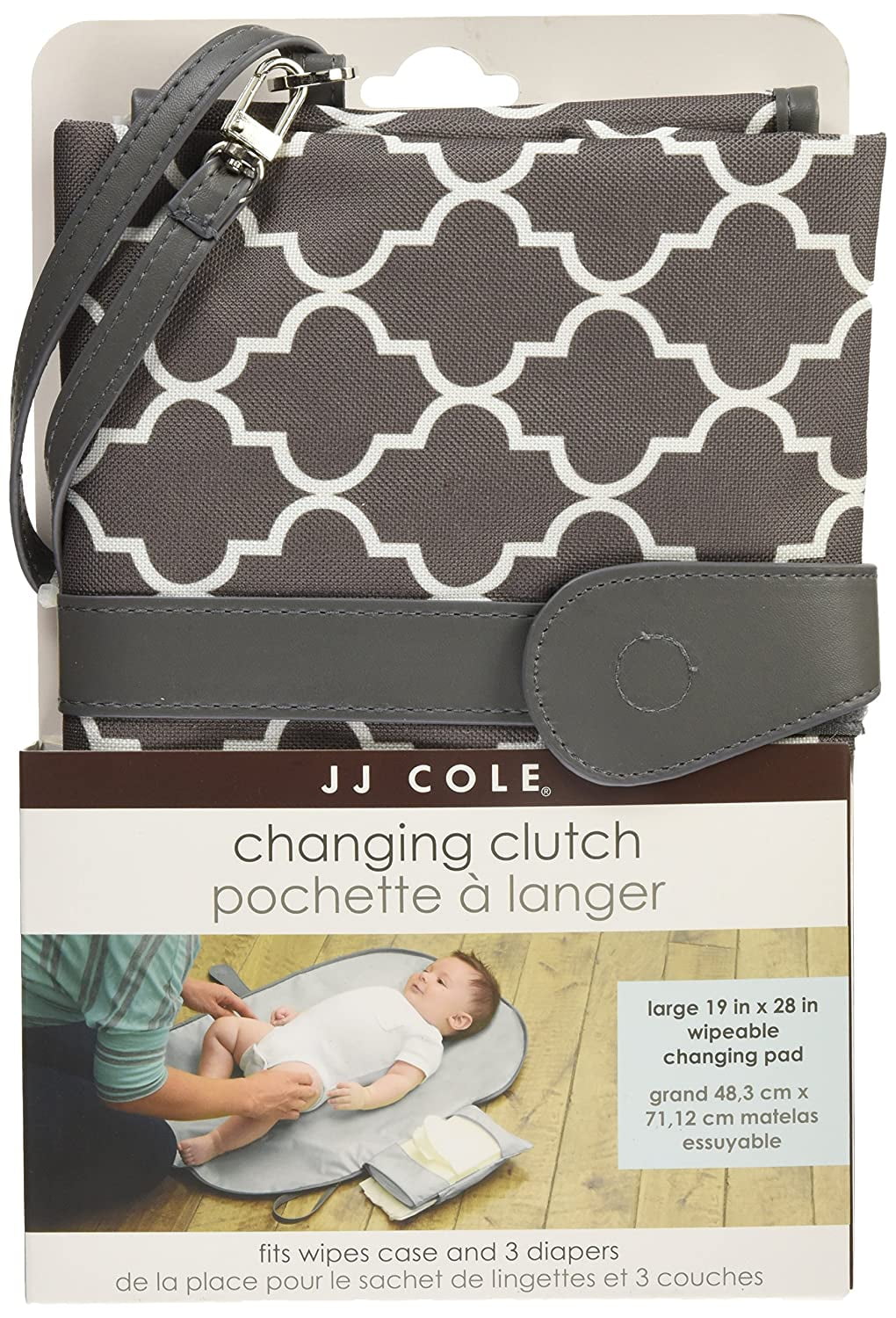 Baby changing clutch bag top