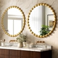 thumbnail image 2 of BEAUTYPEAK 28" Round Vintage Bathroom Mirror Decorative Wall Mirror with Luxurious Beaded Frame, Gold, 2 of 6