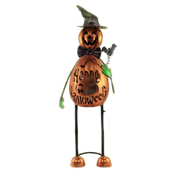 Direct Designs International Whimsy Standing Decoration - 1 Halloween Figurine 25 Inch, Metal - Black Cat Pumpkin Bat 32733-867-868 Pumpki