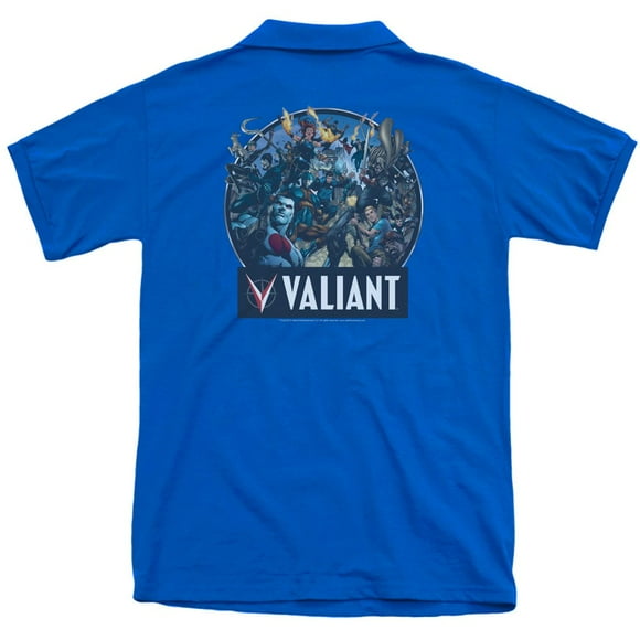 Valiant Prêt pour l'Action (Dos Imprimé) Polo pour Hommes Bleu Royal MD