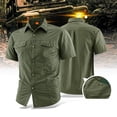 thumbnail image 5 of FRSASU Mens Vintage Shirts for Summer Outdoor Quick Dry Tees Button Down Shirt Short Sleeve Tshirt Stretchy T-shirts Army Green-A, 5 of 9