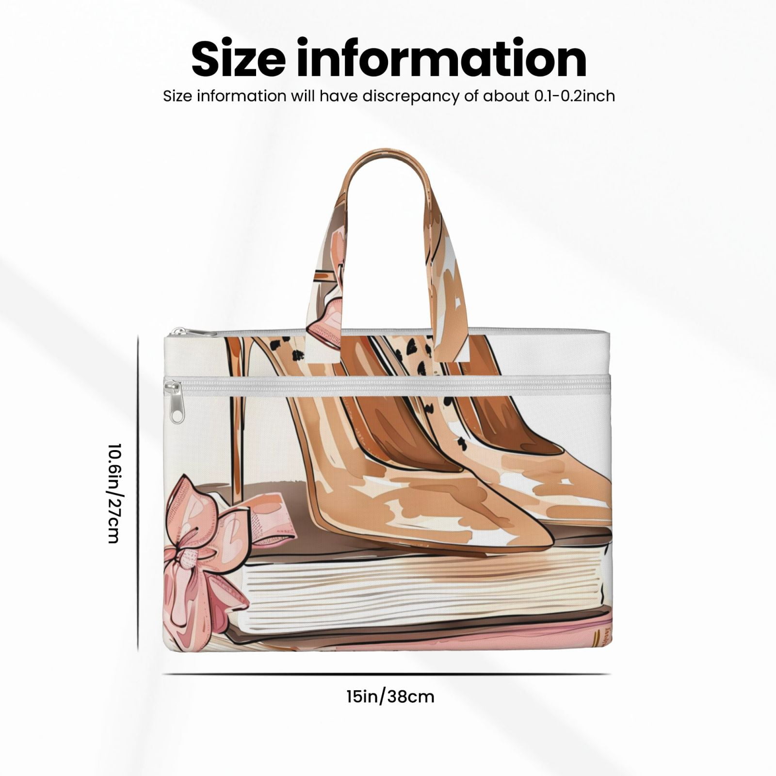 Kdxio Stylish High Heels On Books File Tote Document Bag Business Briefcase Bag Document Organizer Tote Briefcase for Letter A4 Files Business Teacher Office Bag